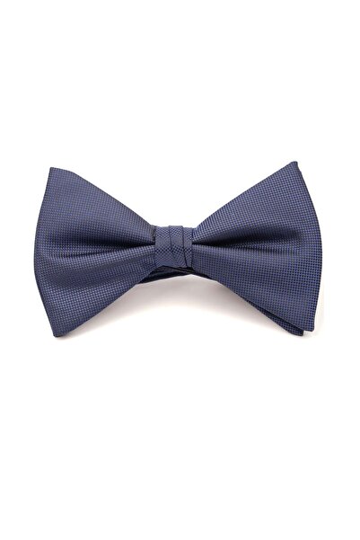 6AM Ceremony Papion albastru închis pre-legat cu textură de mătase micro-pătrată