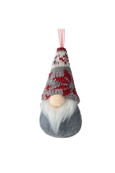 SHOPIENS Christmas Tree Ornament Gnome, Gray, 11 cm, Polyester