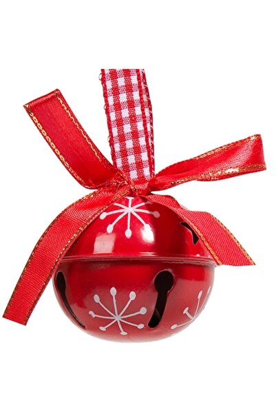 SHOPIENS Ornament de Crăciun pentru brad, clopoțel metalic, roșu, 4 cm