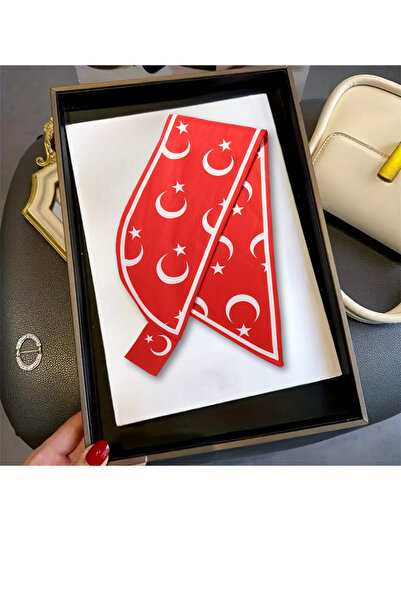 nurfemina Stylish Women's Tie Scarf with Turkish Flag Pattern 10 Pcs