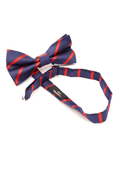 6AM Ceremony Papion albastru pre-legat cu dungi roșii de mătase