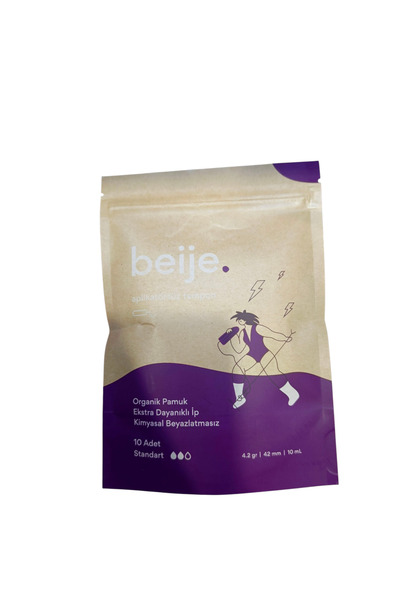 beije Aplikatörsüz Tampon Organik Pamuk Standart 10 lu