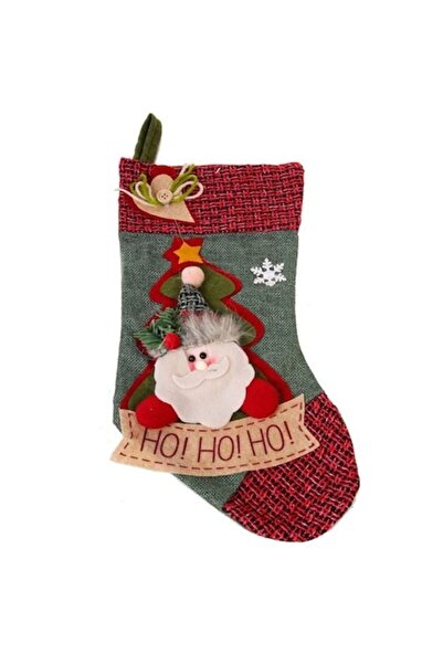 ANTBRO Șosetă cadou de Crăciun cu brad și Moș Crăciun 3D, roșu și verde, 40x18cm