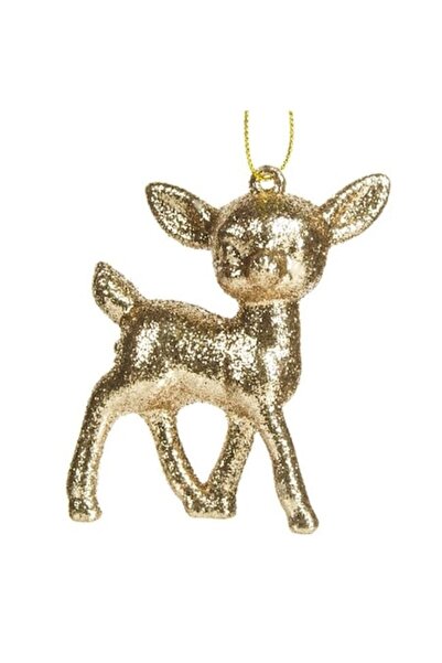 ANTBRO ® Ornament de Crăciun cu cerb bej și sclipici, 8,5 cm