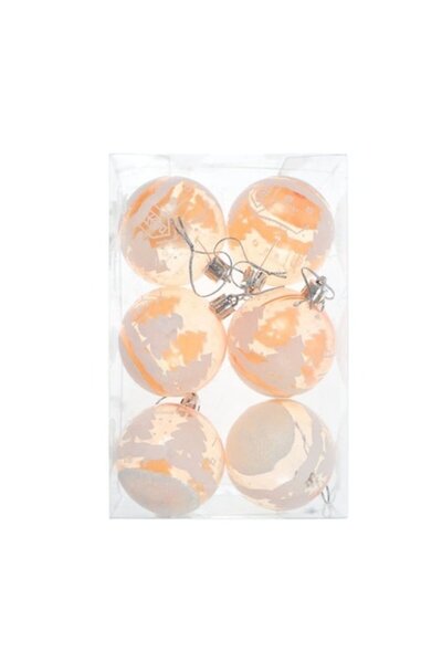 ANTBRO ® set de 6 globuri de Crăciun portocalii cu peisaj de iarnă alb, plast...