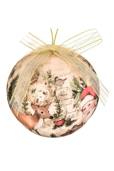 ANTBRO Glob de Crăciun (colorat) cu imagini cu Moș Crăciun, căprioare, brazi ...