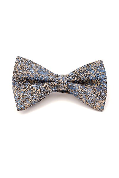 6AM Ceremony Papion pre-legat bleumarin cu model abstract auriu, confecționat din mătase