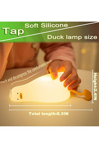 Generic Cute Duck Lamp, LED Squishy 3-Level Dimmable Rechargeable Touch Night Light (Yellow)