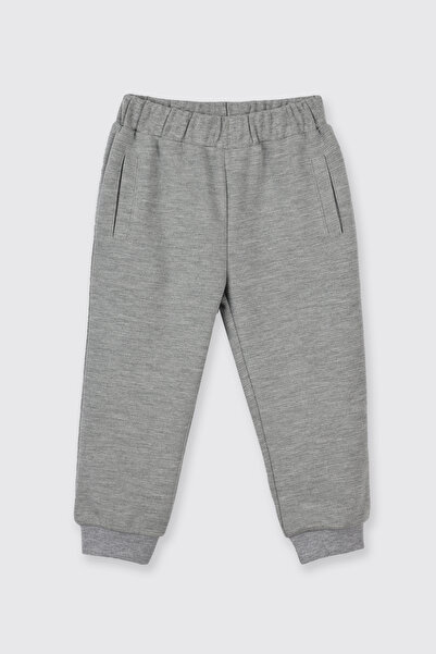 Panço Kız Bebek Beli Lastikli Gri-Melanj Eşofman Altı