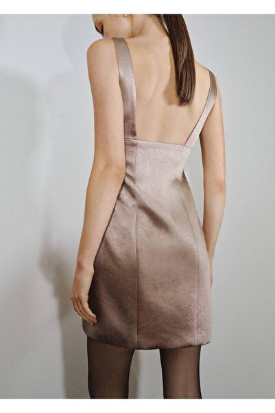 MANGO Woman Payet yakalı saten elbise