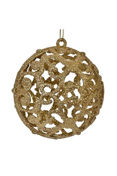 ANTBRO Set de 6 globuri de Crăciun, aurii cu sclipici, 8 cm
