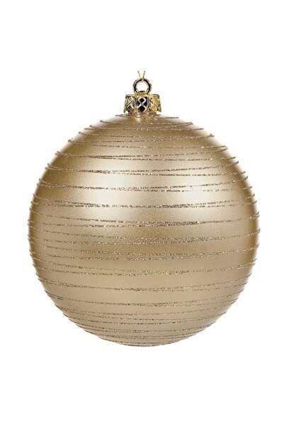 ANTBRO Ornament de Crăciun pentru brad - glob bej mat cu model cu sclipici în...