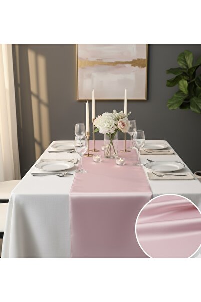 MODA Powder Pink Satin Runner |   The Sparkle of Elegance at the Tables ✨