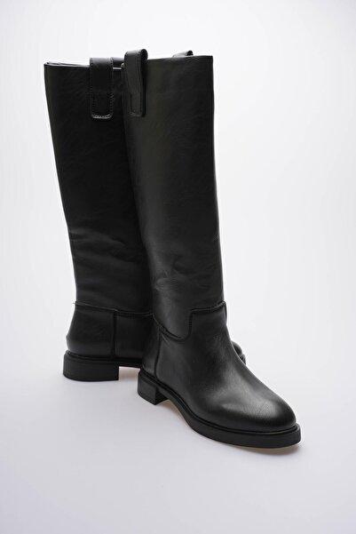 Mubiano Γυναικείες δερμάτινες μπότες ιππασίας Μαύρες Nerava
