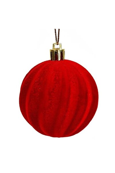 ANTBRO Ornament de Crăciun pentru brad - Glob roșu catifelat din spumă cu lin...