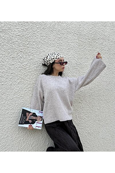 minaaise Pulover oversize din nurcă pentru femei, cu textura moale 7014