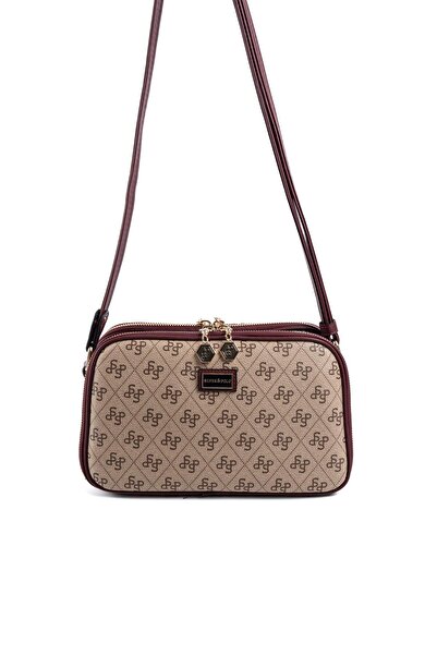 Silver Polo Dark Beige - Burgundy Sp899 Women's Crossbody Bag