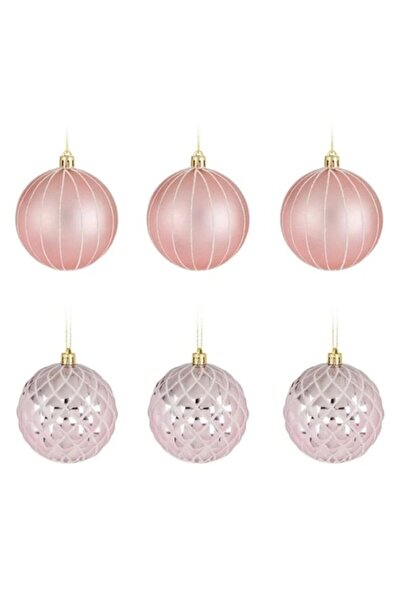 ANTBRO Σετ 6 χριστουγεννιάτικων στολιδιών, ροζ-χρυσές, γυαλιστερές και ματ με...