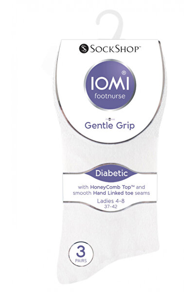 IOMI footnurse Șosete diabetice, Iomi Footnurse, Gentle Grip, Albe, Mărimea 39-45, 3 perechi/set
