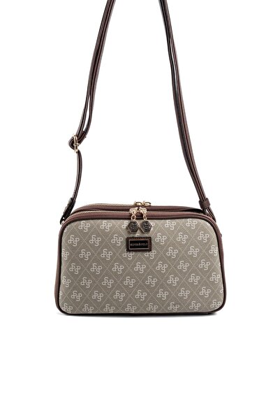 Silver Polo Πράσινη - Καφέ Γυναικεία τσάντα χιαστί SP899