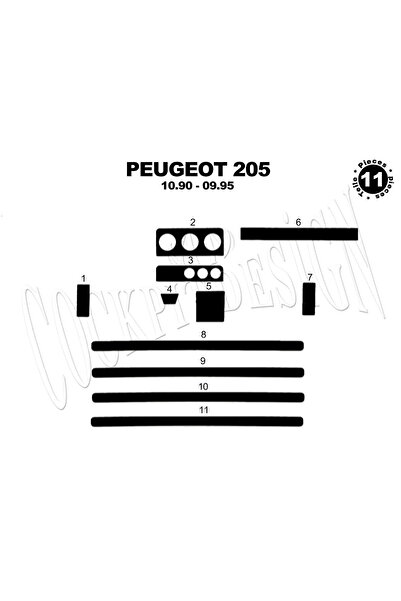 Marscockpitdesign غطاء كونسول وصندوق التروس لسيارة بيجو 205 موديل 1990-1995، ...