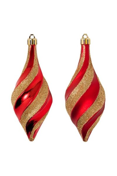 ANTBRO Set de 3 ornamente de brad de Crăciun Antbro® globuri conice roșii cu ...