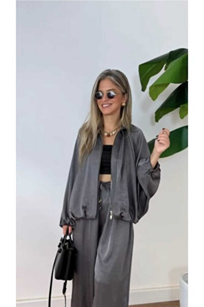 NÜANS MODA Satin Bomber Jacket