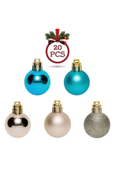 ANTBRO Set 20 Globuri de Crăciun Antbro® bej și turcoaz, mat și strălucitor, ...