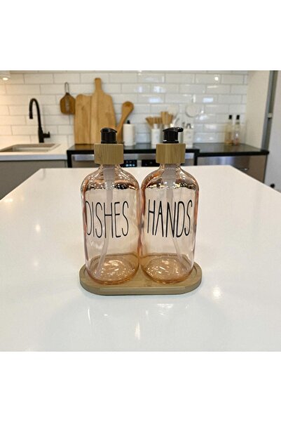 ALLEGRI 2’li Bambu Stantlı Bambu Kapaklı Renkli Cam (Amber-Pembe-Gümüş-Somon)...