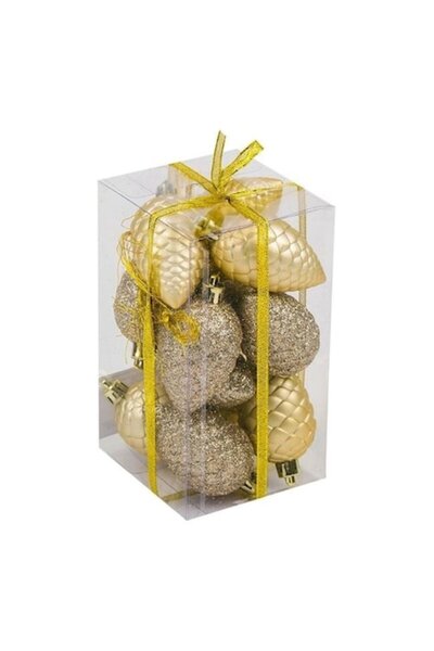 ANTBRO Set 12 Ornamente de Craciun Antbro® in forma de conuri de culoare bej ...