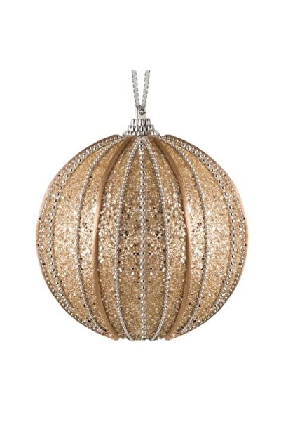 ANTBRO ® Ornament de Crăciun pentru brad - glob bej din spumă cu șnur și scli...