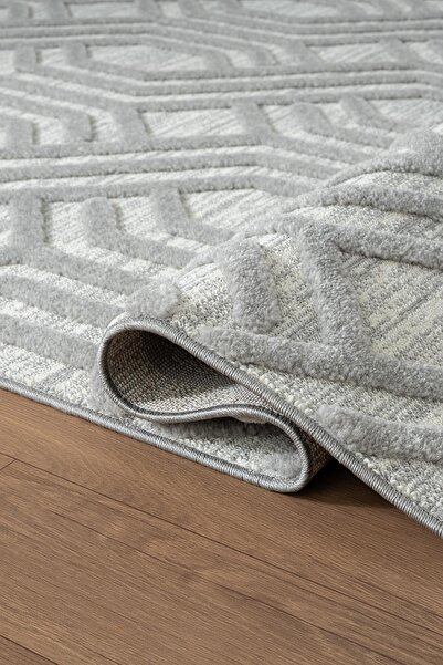 Karmen Halı Loop LP024G Gri Halı Dekoratif Sisal Yumuşak Bukleli Tozsuz Salon...