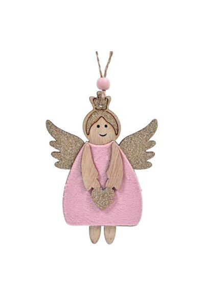 ANTBRO Στολίδι χριστουγεννιάτικου δέντρου - ροζ Βελούδο ξύλινος άγγελος με μπ...