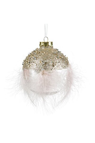 ANTBRO Glob de Crăciun - Plastic transparent cu pietre aurii, mărgele, perle ...