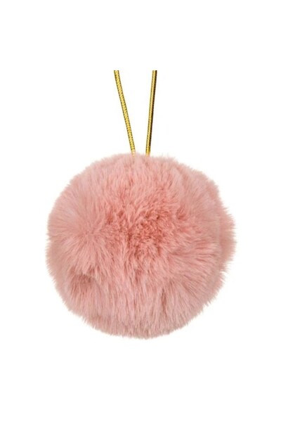 ANTBRO Ornament de Crăciun - glob roz din blană, 8 cm