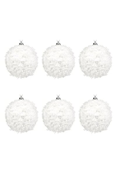 ANTBRO Set 6 Christmas baubles Antbro, white, 3D 'sagre' model, 8 cm