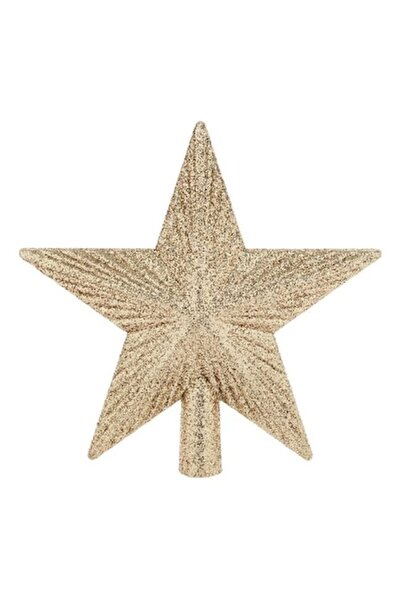 ANTBRO Buton de Crăciun cu stea 3D bej șampanie cu sclipici, 15 cm