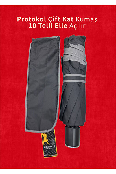 Rainwalker Güçlü Mekanizmalı Çift Kat Kumaşlı Manuel Elle Açmalı 10 Telli Şem...