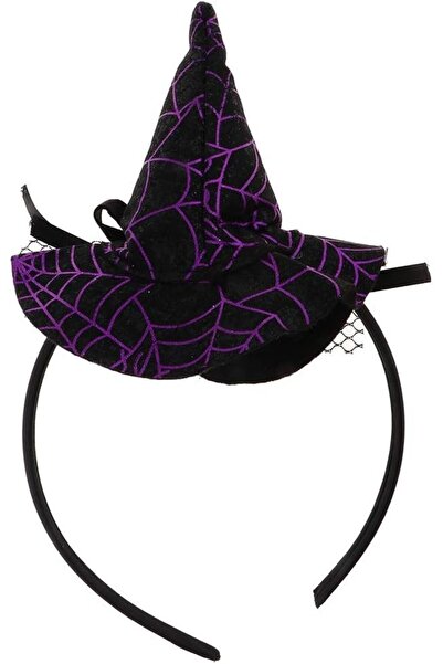 TOYFEST Αξεσουάρ αποκριάτικου πάρτι με καπέλο μάγισσας και τούλι μωβ αποκριάτικο αξεσουάρ