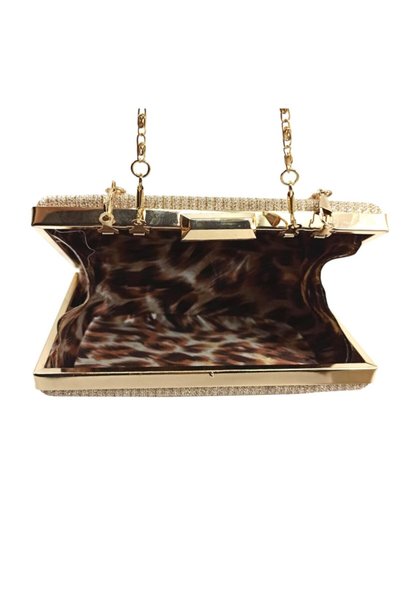 millamoda Gold Glitter Tablet Evening Bag
