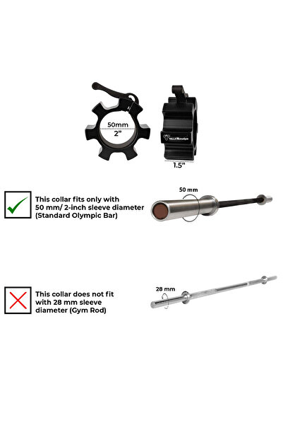 YALLA HomeGym Aluminum Olympic Barbell Collars, 2 Inch Weight Barbell Locks Collar Clips
