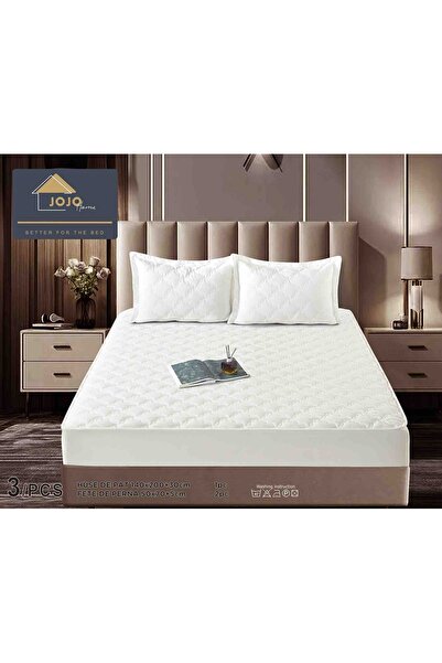 JOJO HOME Velvet Quilted Topper Cover, 140x200, 3 Pieces, White