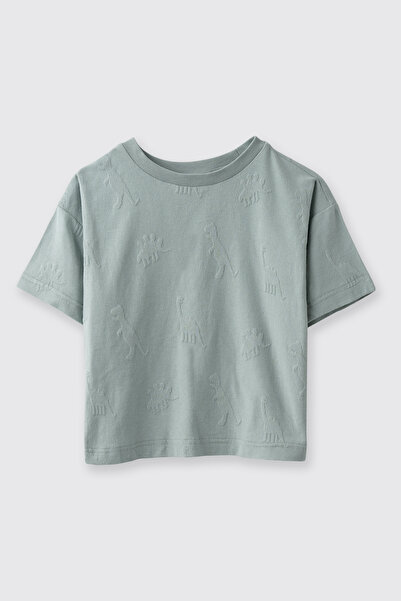 Panço Erkek Bebek Dinozor Jakarlı Yeşil Tişört