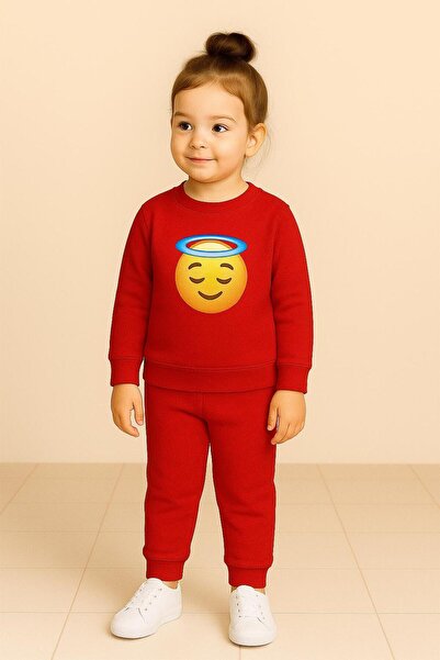 playwear Hanorac cu imprimeu emoji înger, cu textură moale și țesătură căldur...