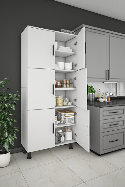 A-SOBE Seramik & Ahşap 6 Kapaklı Kiler Dolabı 70 cm