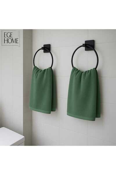 EGE HOME STORE حامل مناشف دائري أسود مربع الشكل من الفولاذ المقاوم للصدأ مكون...