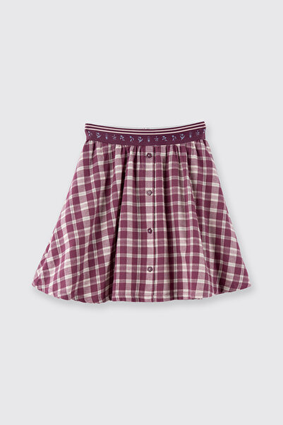 Panço Kız Çocuk Desenli Mürdüm Etek