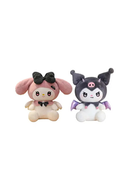 OEM Set de 2 păpuși de pluș Kuromi, 25 cm
