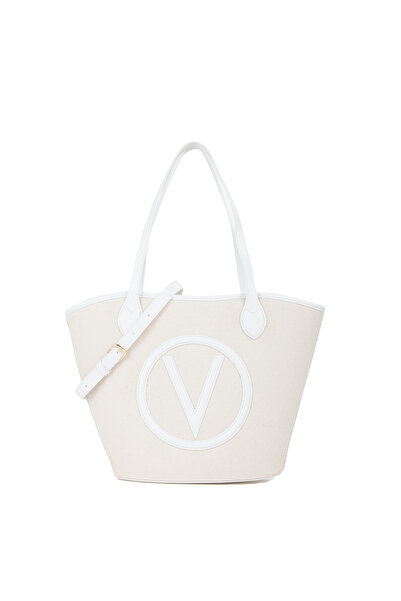Valentino Bags Covent Beige & White Shopper VBS7QO02CANNATUR/BIANCO