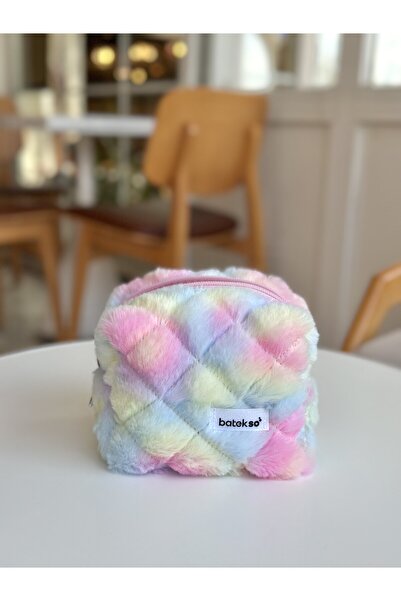 Batekso Colorful Plush Makeup Bag - Small Size